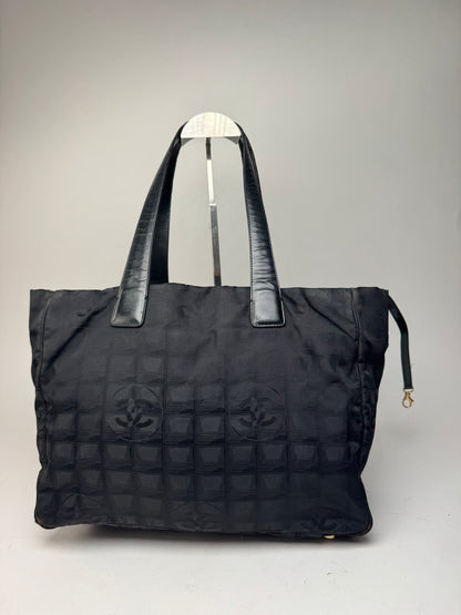 Vintage Chanel New Travel Line Tote Bag Black