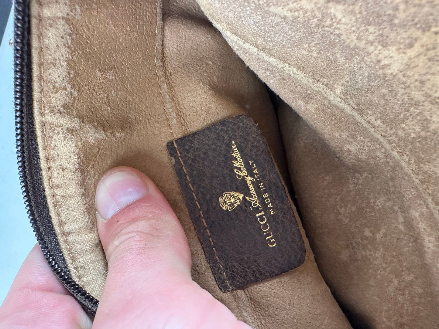 Vintage Gucci GG Supreme Shoulder Bag Late 1990s Beige Brown