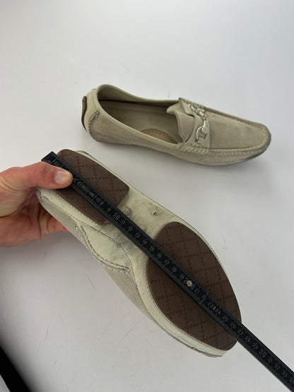 Vintage Gucci Horsebit Suede Driving Loafers Cream EU41,5