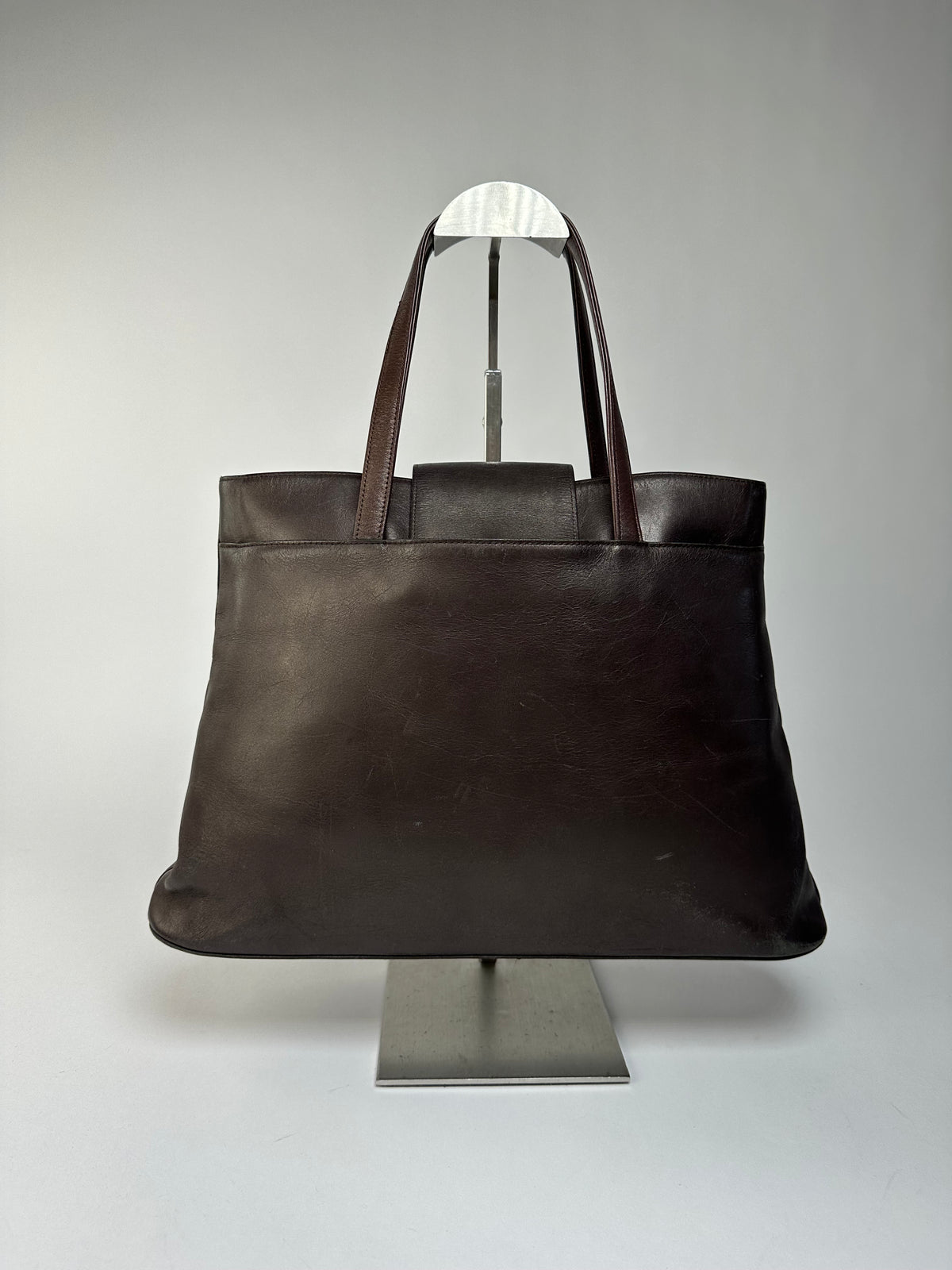 Vintage Givenchy Leather Tote Late 1990s Dark Brown