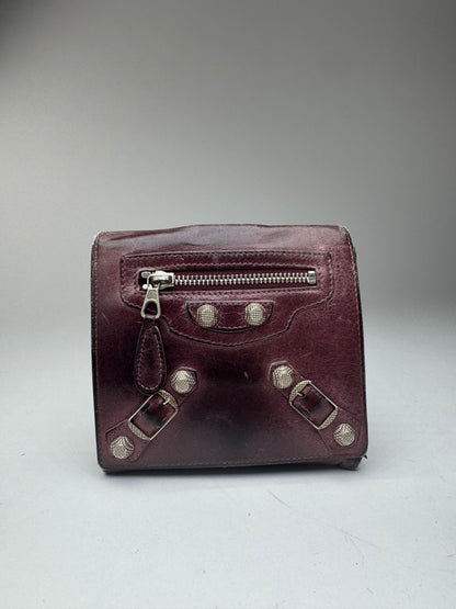 Vintage Balenciaga city leather wallet purple