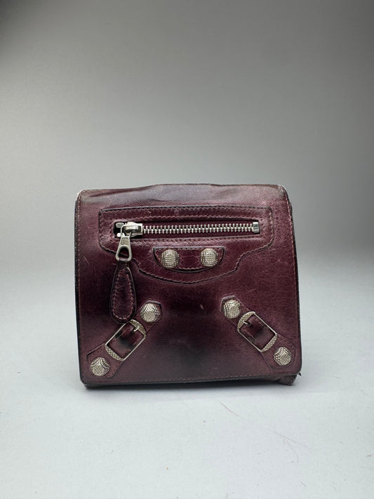 Vintage Balenciaga city leather wallet purple
