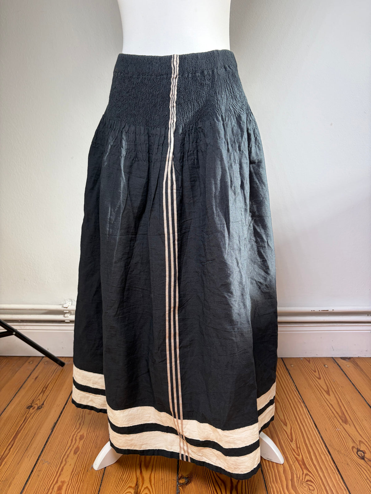 Vintage Issey Miyake Maxi Skirt Black Cream M
