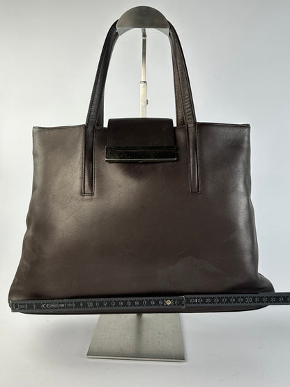 Vintage Givenchy Leather Tote Late 1990s Dark Brown
