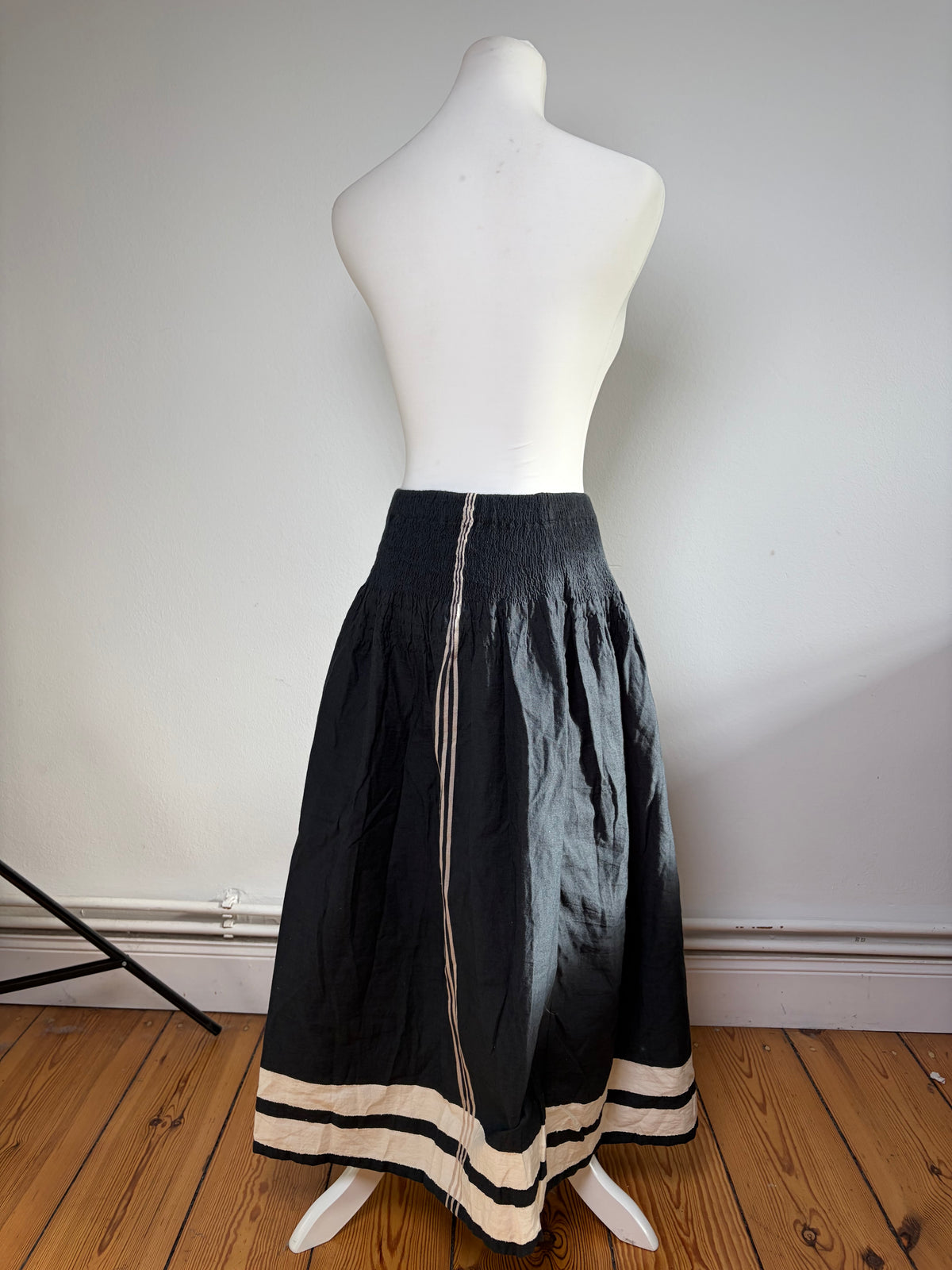 Vintage Issey Miyake Maxi Skirt Black Cream M