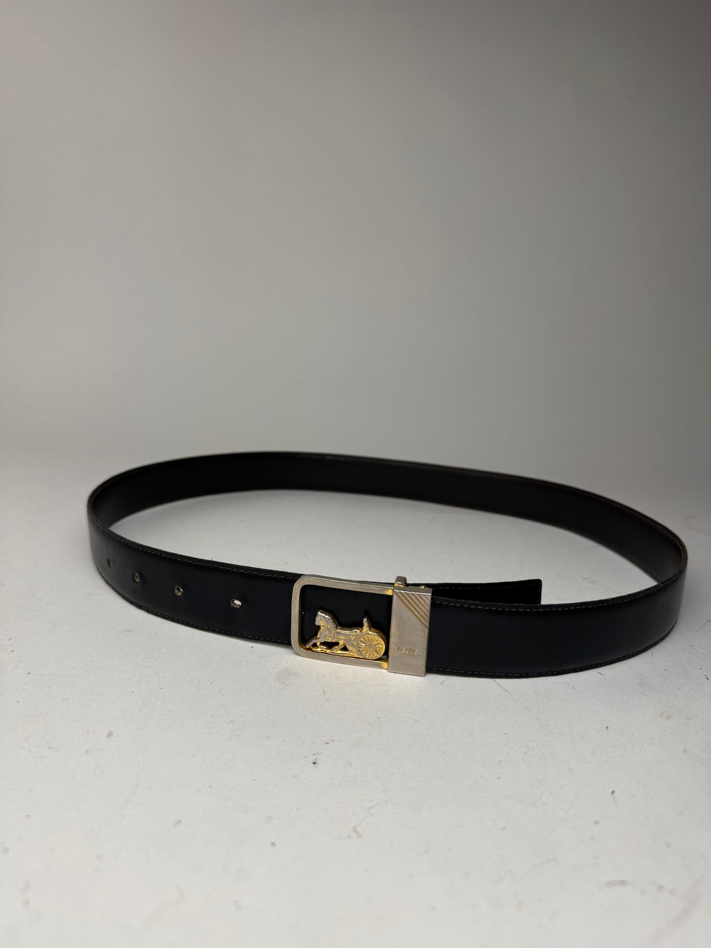 Vintage Celine Paris leather belt black