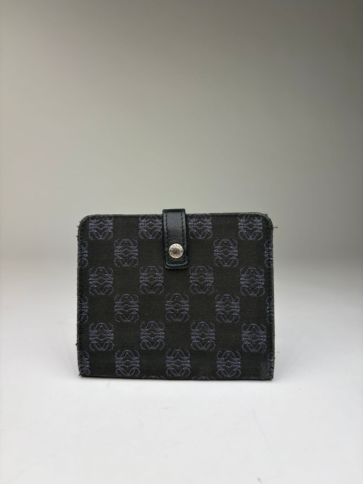 Vintage Loewe Anagram Canvas Bifold Wallet Late 1990s Black Grey