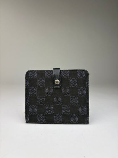 Vintage Loewe Anagram Canvas Bifold Wallet Late 1990s Black Grey