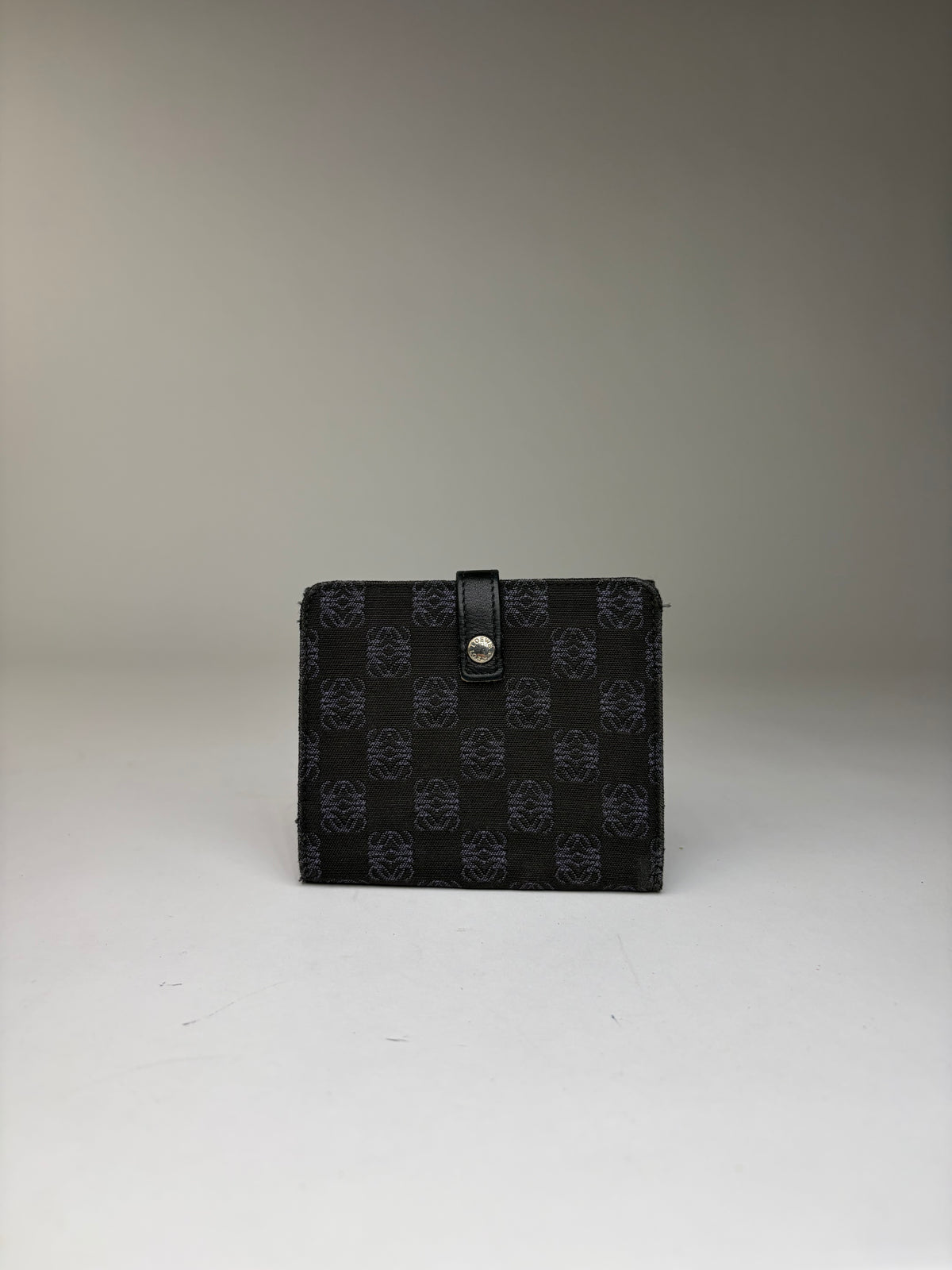 Vintage Loewe Anagram Canvas Bifold Wallet Late 1990s Black Grey