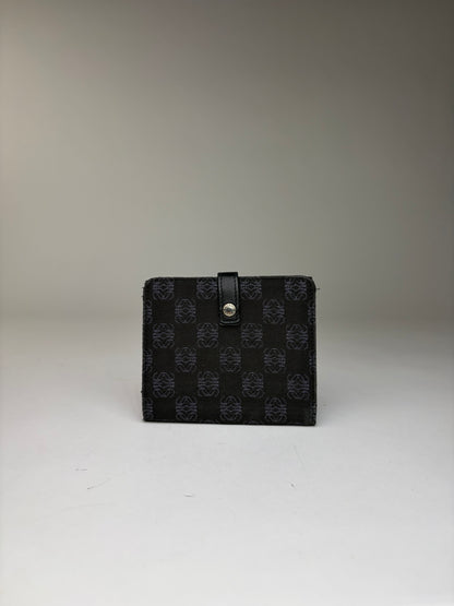 Vintage Loewe Anagram Canvas Bifold Wallet Late 1990s Black Grey