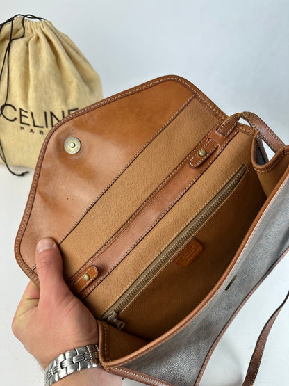 Vintage Crline Paris Triomphe Monogram Leather Shoulder / Crossbody Bag Brown