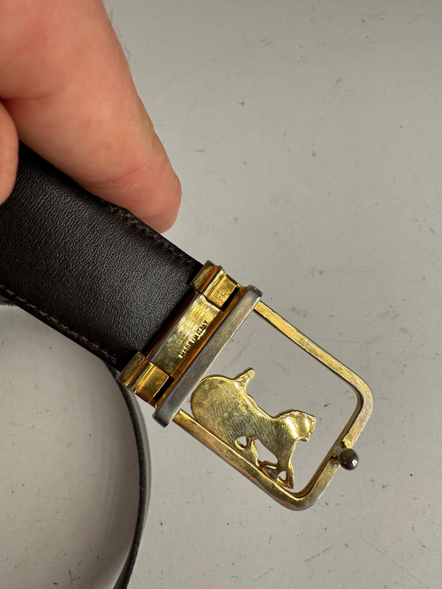 Vintage Celine Paris leather belt black