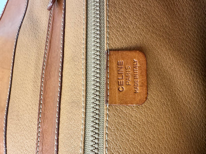 Vintage Crline Paris Triomphe Monogram Leather Shoulder / Crossbody Bag Brown