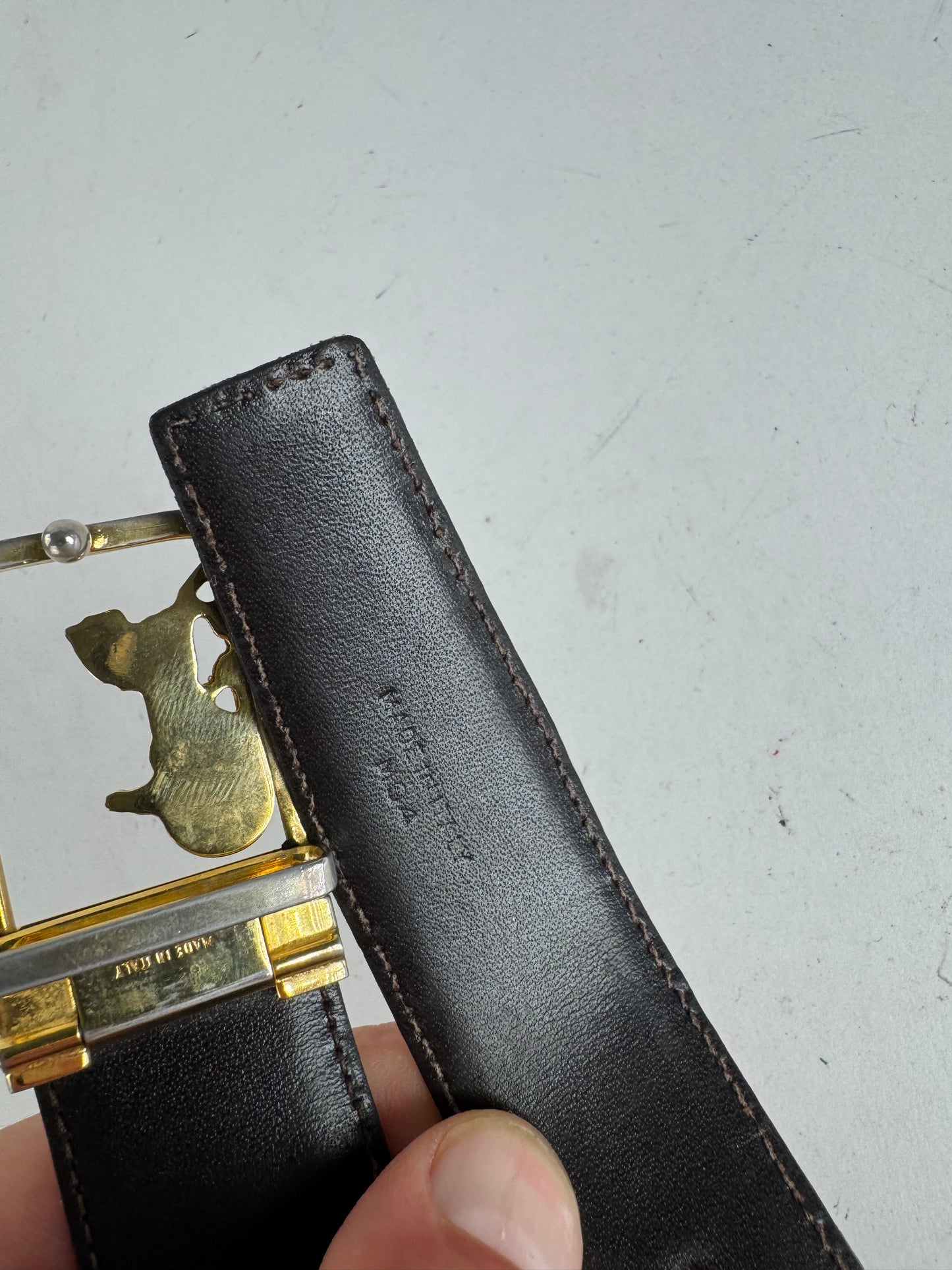 Vintage Celine Paris leather belt black