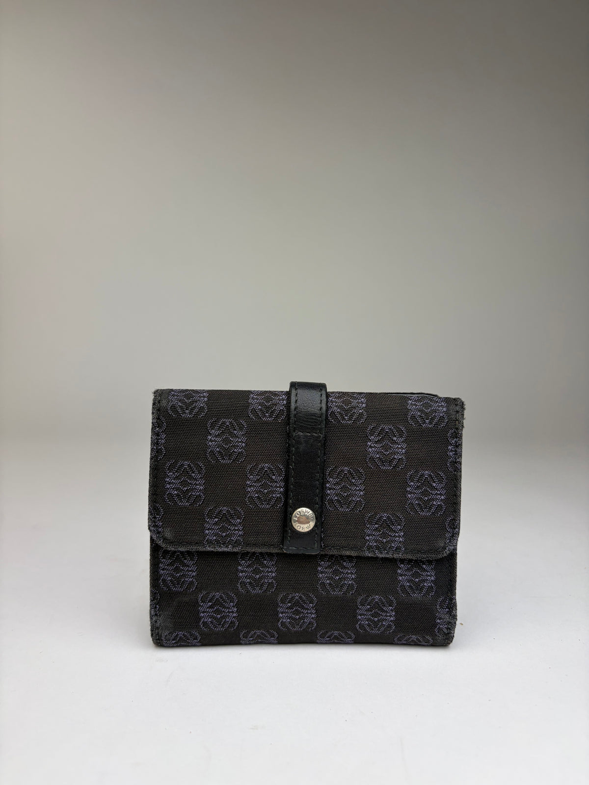 Vintage Loewe Anagram Canvas Bifold Wallet Late 1990s Black Grey