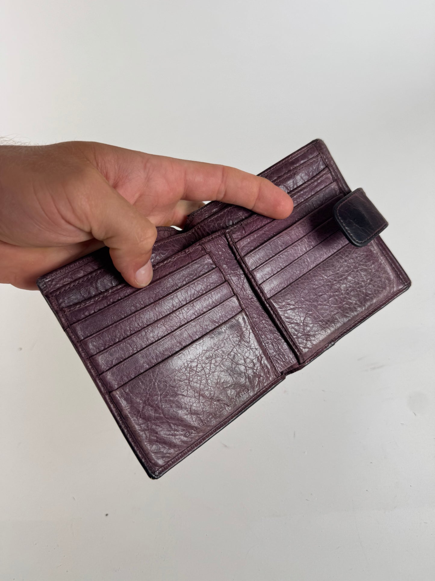 Vintage Balenciaga city leather wallet purple