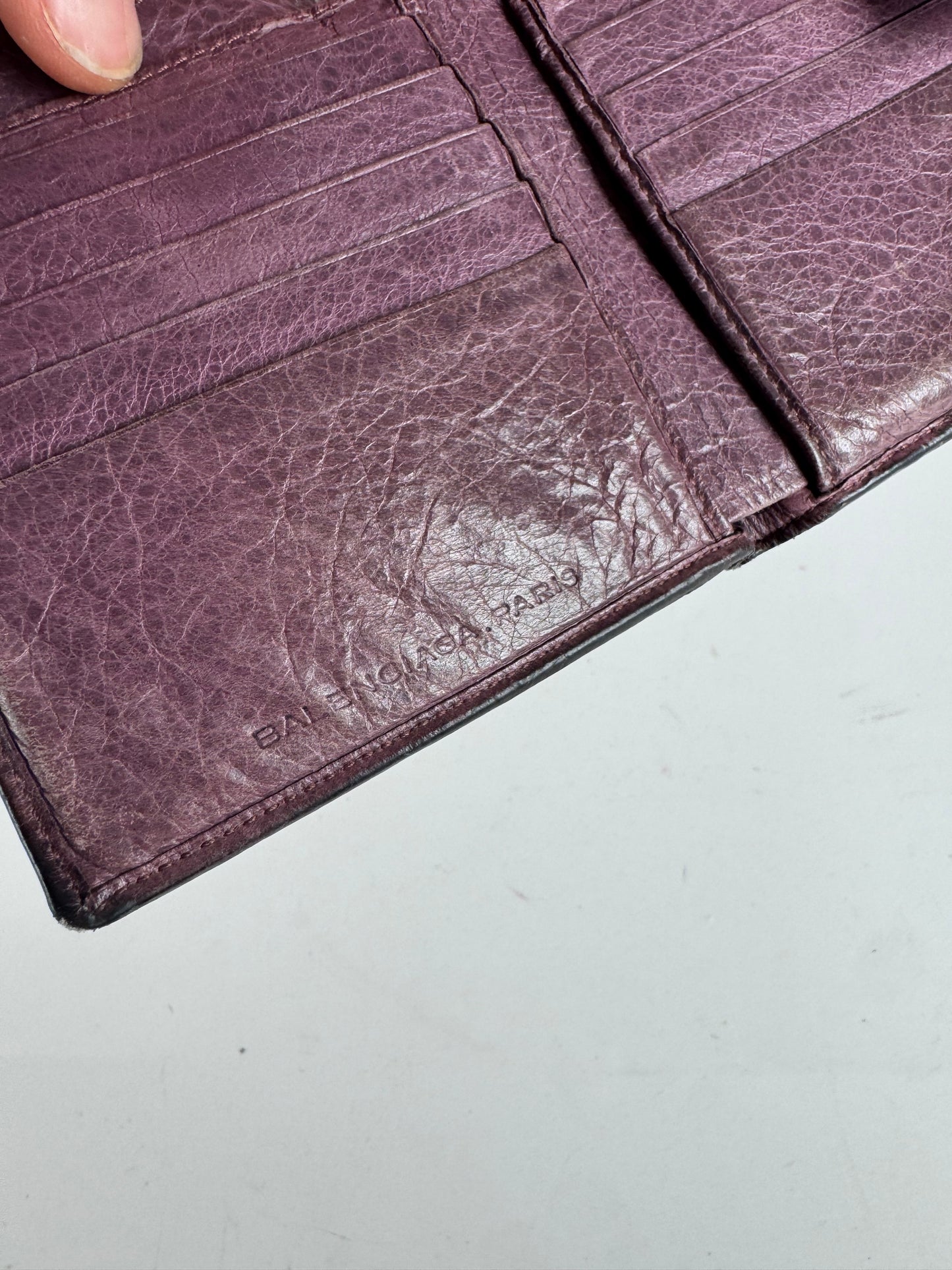 Vintage Balenciaga city leather wallet purple