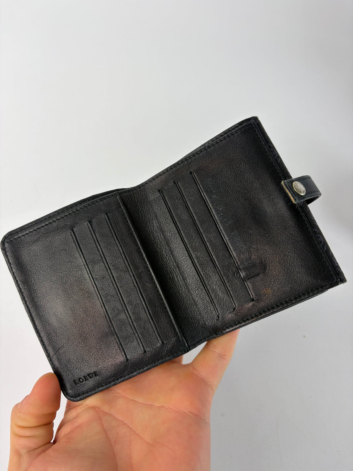Vintage Loewe Anagram Canvas Bifold Wallet Late 1990s Black Grey