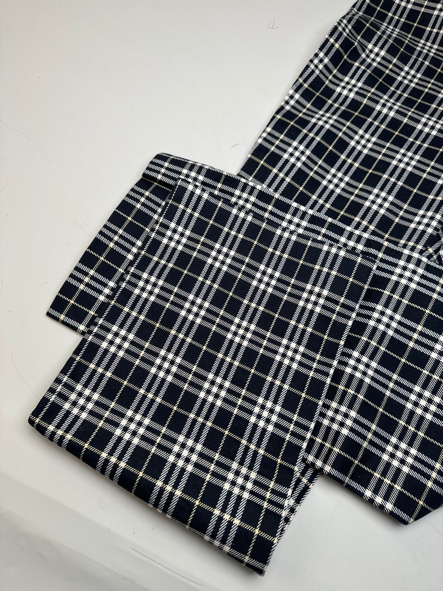 Vintage Burberry Check Trousers Navy Yellow S