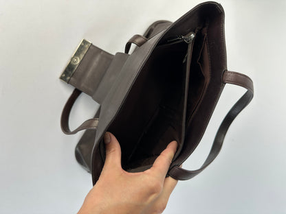Vintage Givenchy Leather Tote Late 1990s Dark Brown
