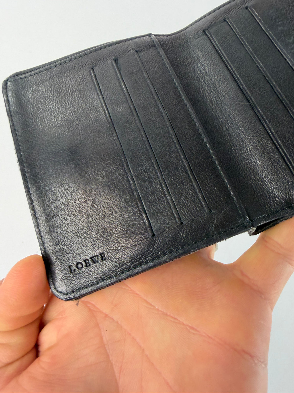 Vintage Loewe Anagram Canvas Bifold Wallet Late 1990s Black Grey