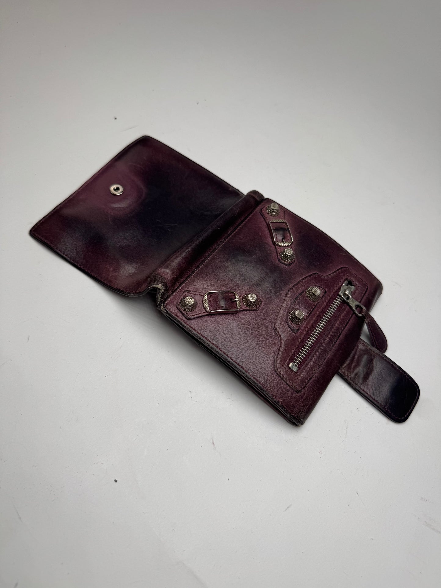 Vintage Balenciaga city leather wallet purple