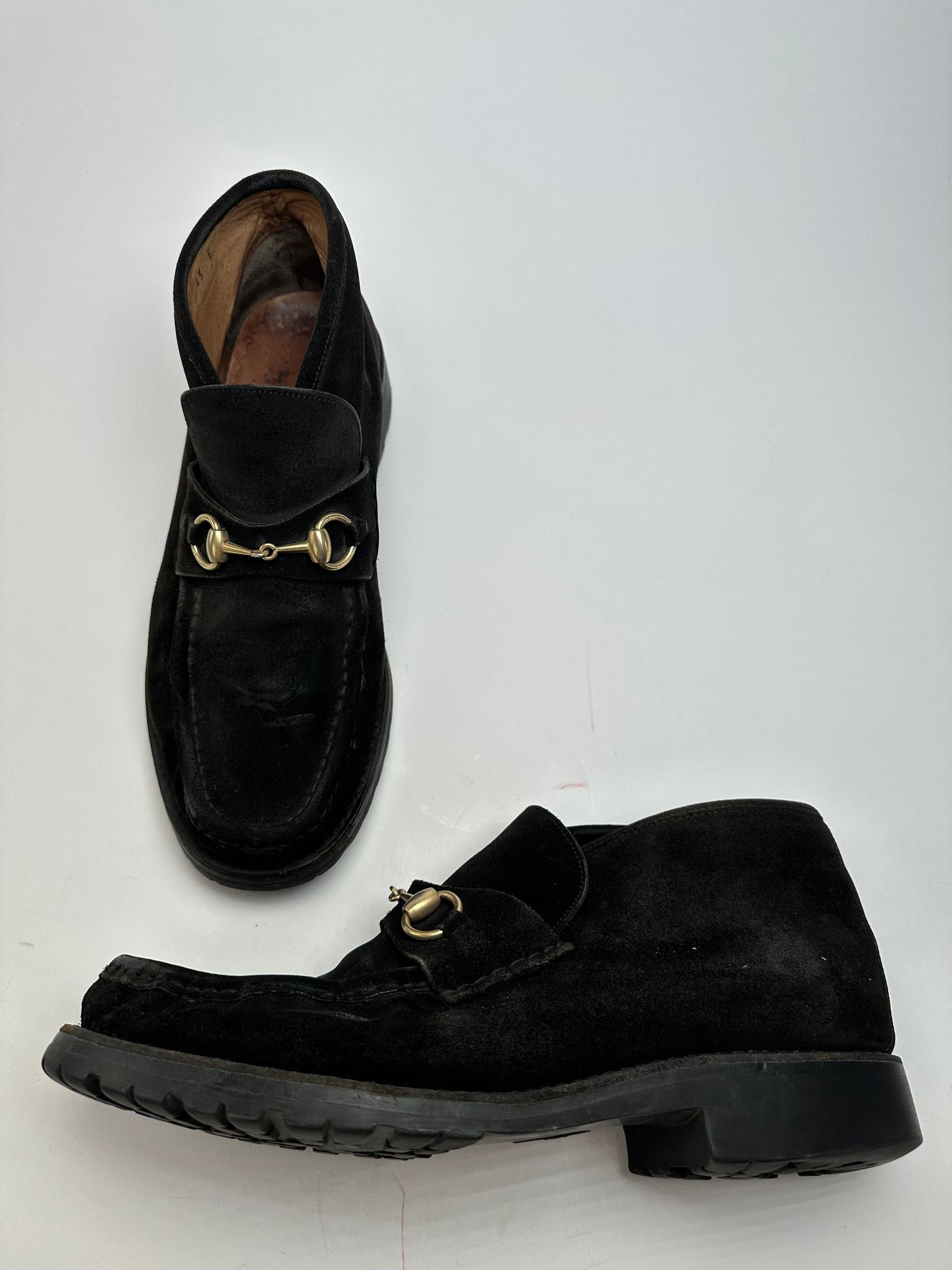Vintage Gucci Men's Horsebit Suede Ankle Boots Black EU43