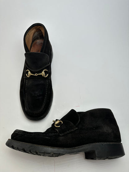 Vintage Gucci Men's Horsebit Suede Ankle Boots Black EU43
