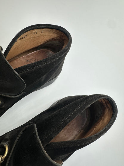 Vintage Gucci Men's Horsebit Suede Ankle Boots Black EU43