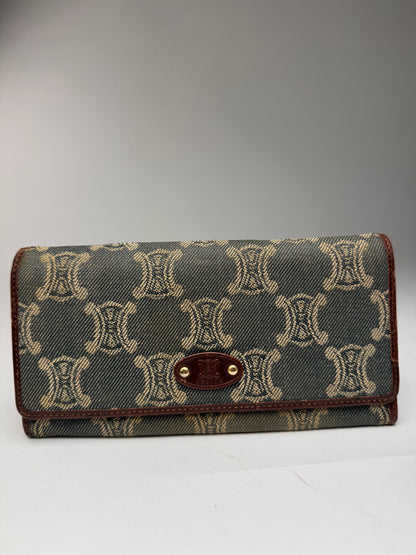 Vintage Celine Paris Monogram Denim Leather wallet