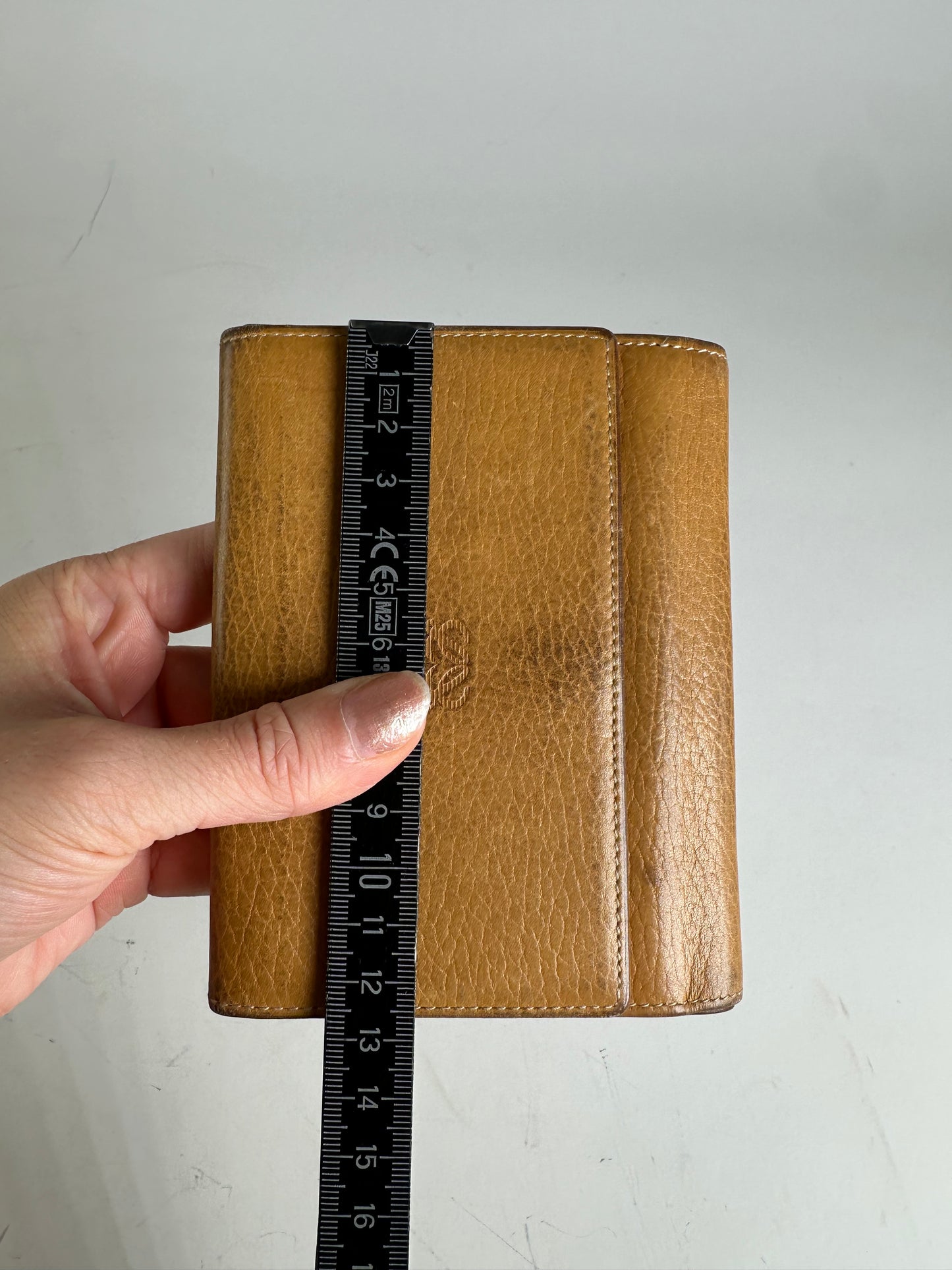 Vintage Loewe Grained Leather Wallet Tan Gold