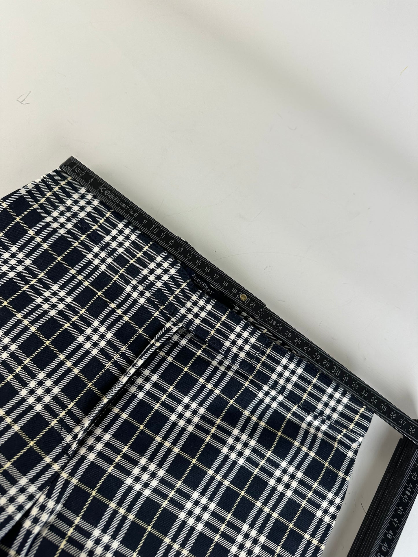 Vintage Burberry Check Trousers Navy Yellow S