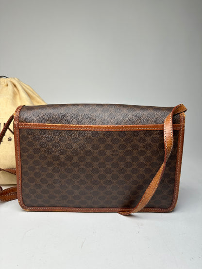 Vintage Crline Paris Triomphe Monogram Leather Shoulder / Crossbody Bag Brown