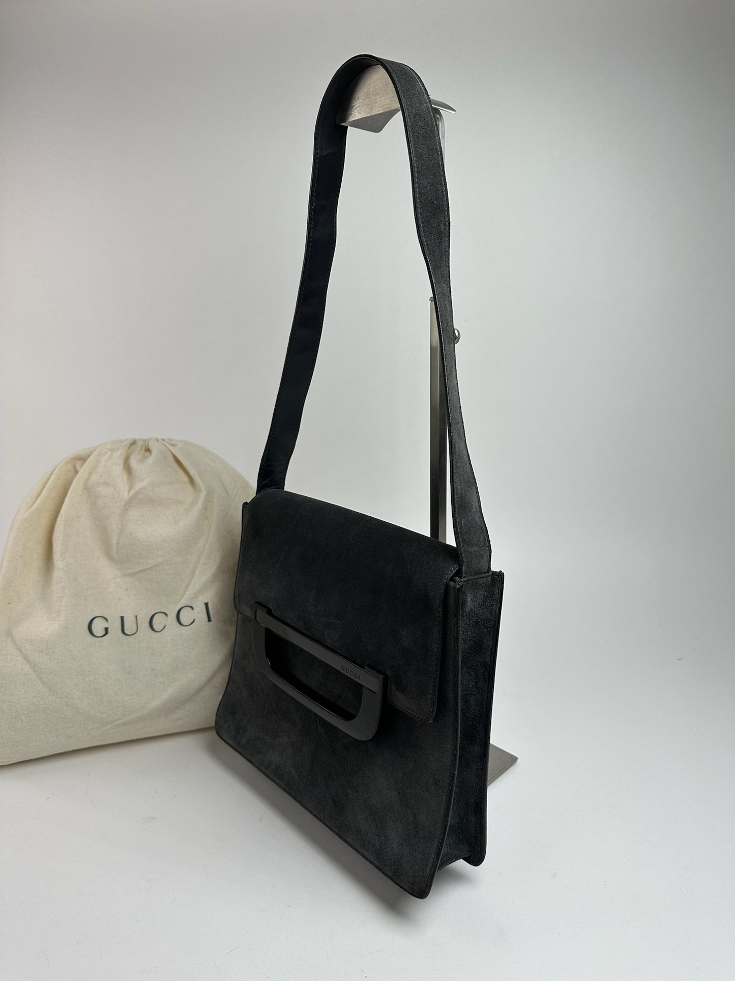 Sac vintage en cuir suédé Gucci gris