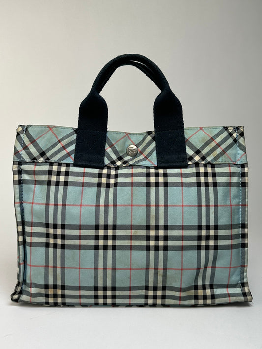 Vintage Burberry Nova Check Tote Early 2000s Light Blue