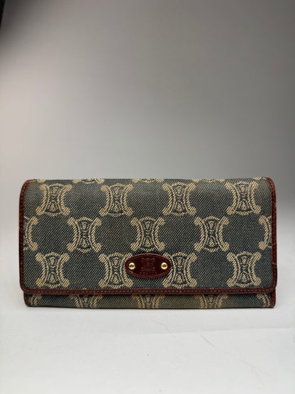 Vintage Celine Paris Monogram Denim Leather wallet