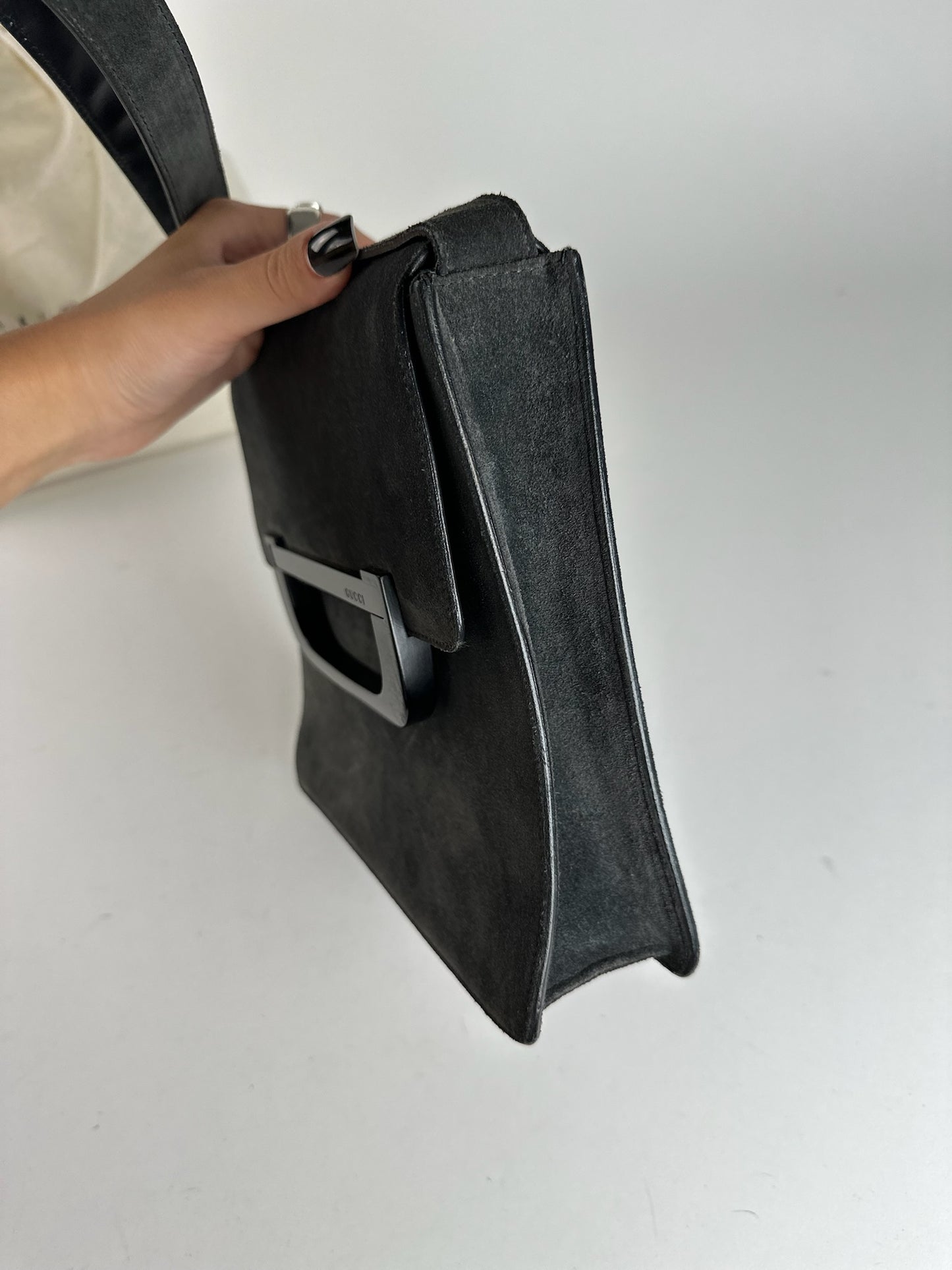 Sac vintage en cuir suédé Gucci gris