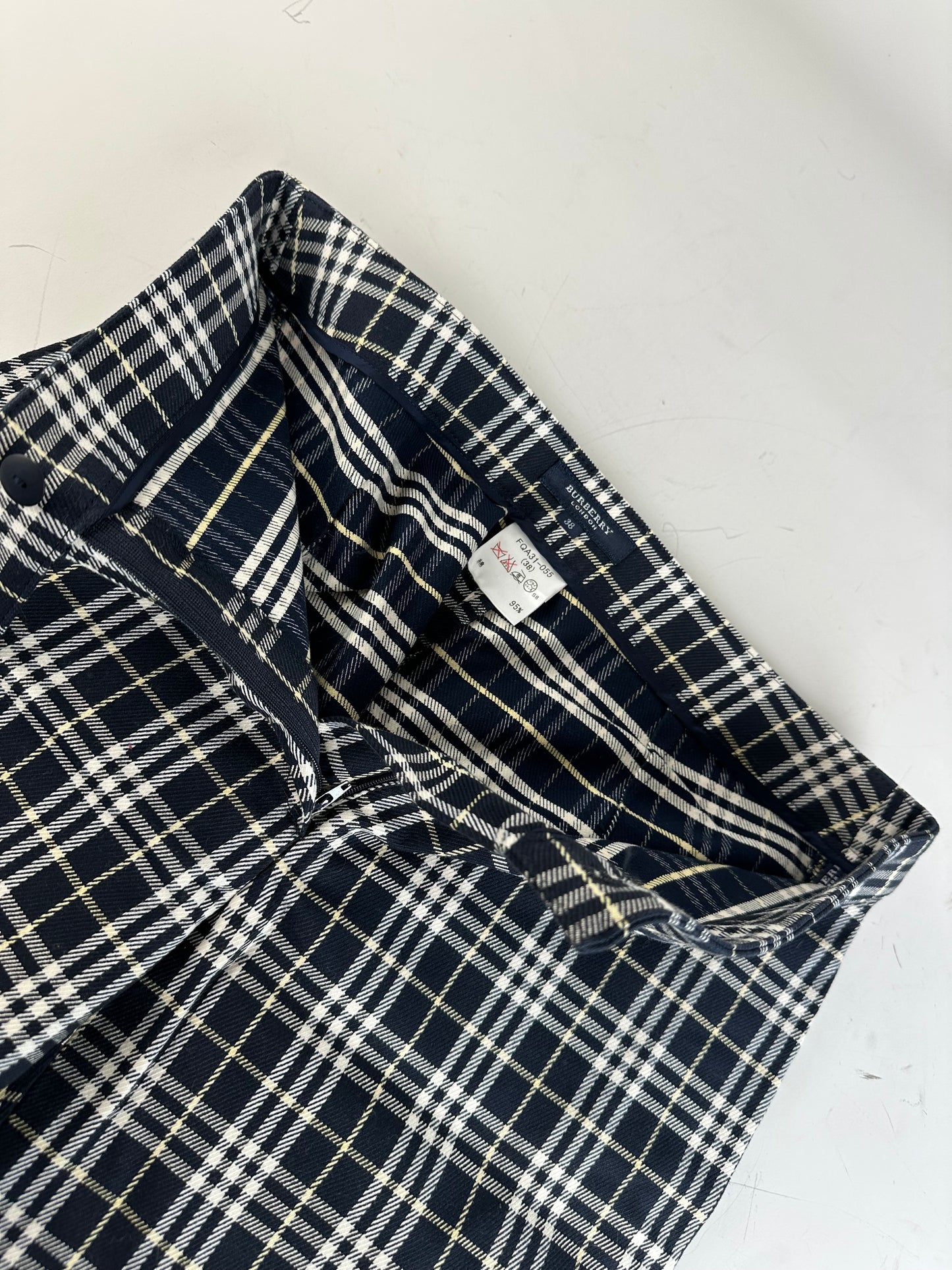 Vintage Burberry Check Trousers Navy Yellow S