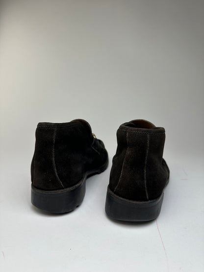 Vintage Gucci Men's Horsebit Suede Ankle Boots Black EU43