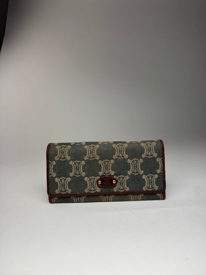 Vintage Celine Paris Monogram Denim Leather wallet