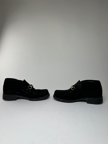 Vintage Gucci Men's Horsebit Suede Ankle Boots Black EU43