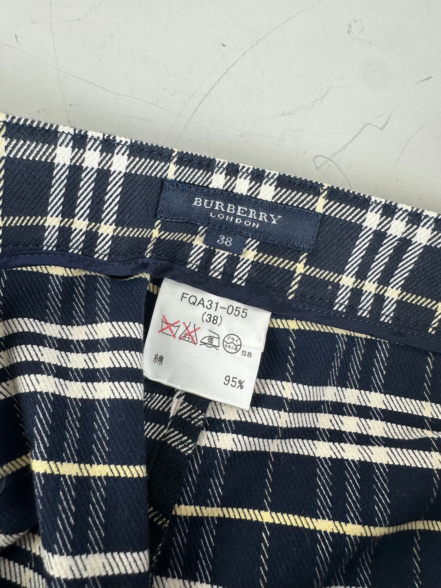 Vintage Burberry Check Trousers Navy Yellow S