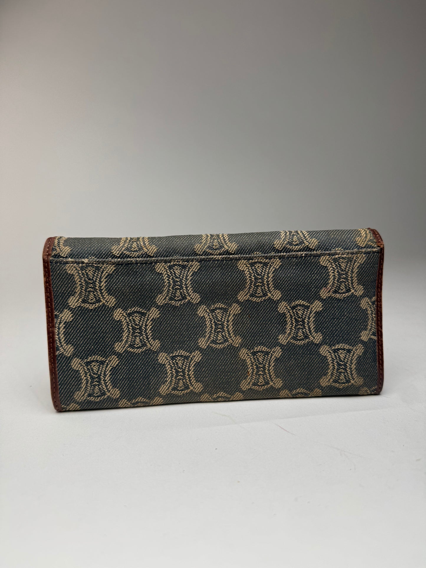 Vintage Celine Paris Monogram Denim Leather wallet