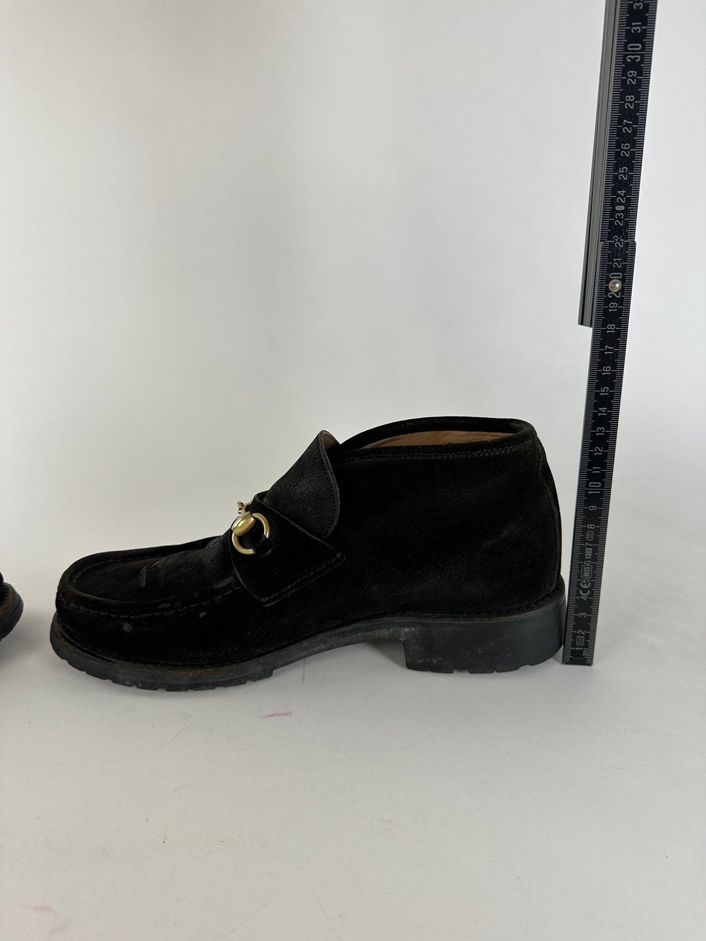 Vintage Gucci Men's Horsebit Suede Ankle Boots Black EU43
