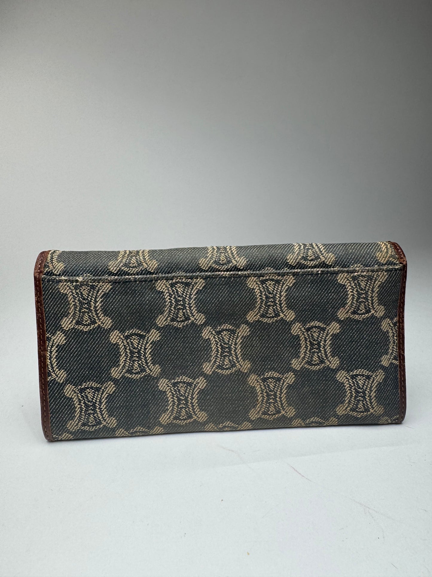 Vintage Celine Paris Monogram Denim Leather wallet