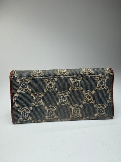 Vintage Celine Paris Monogram Denim Leather wallet