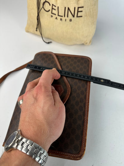 Vintage Crline Paris Triomphe Monogram Leather Shoulder / Crossbody Bag Brown