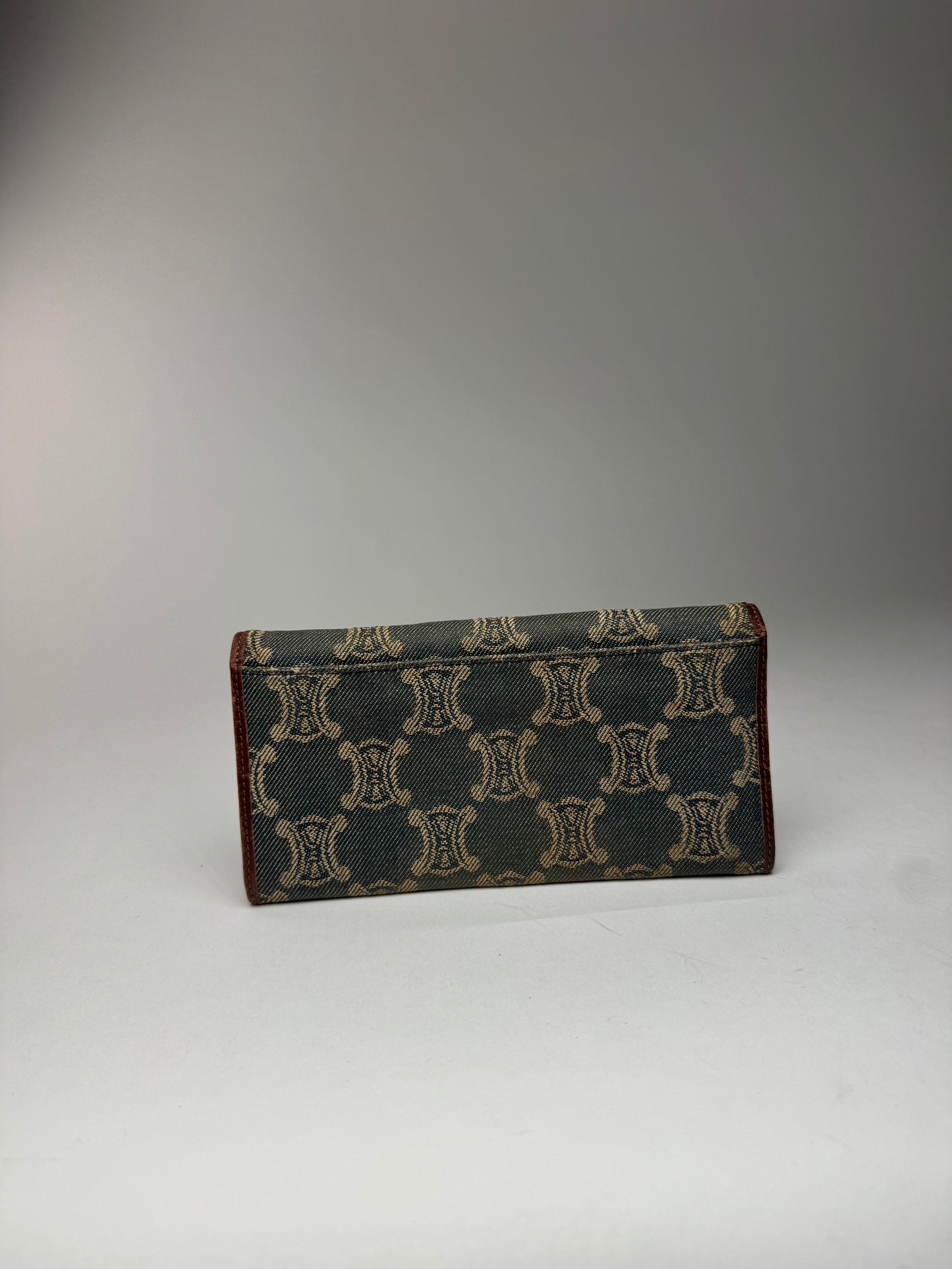 Vintage Celine Paris Monogram Denim Leather wallet