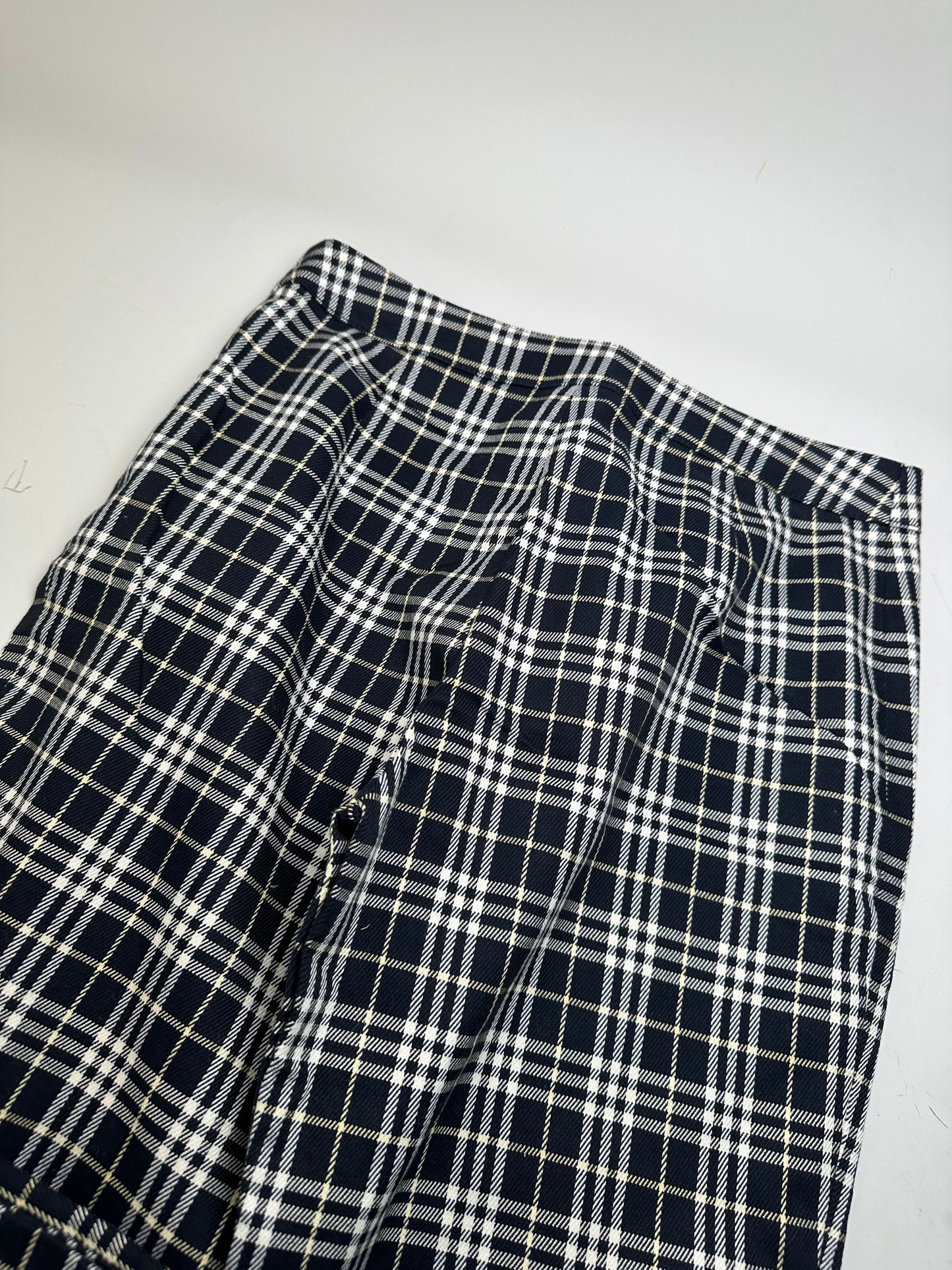 Vintage Burberry Check Trousers Navy Yellow S