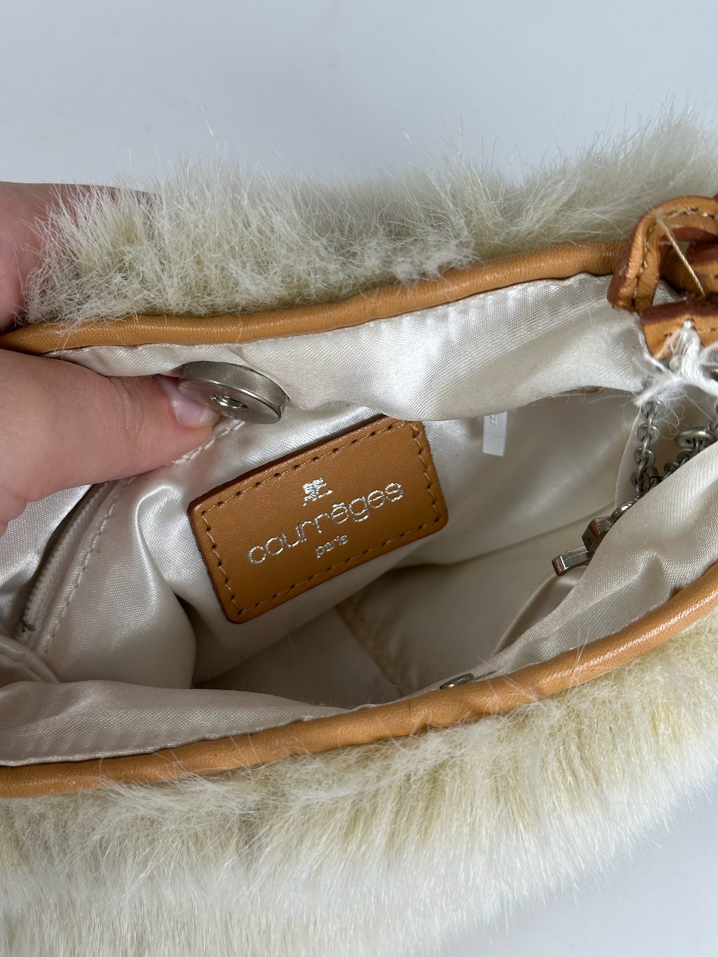 Vintage Courreges Fur Bag White